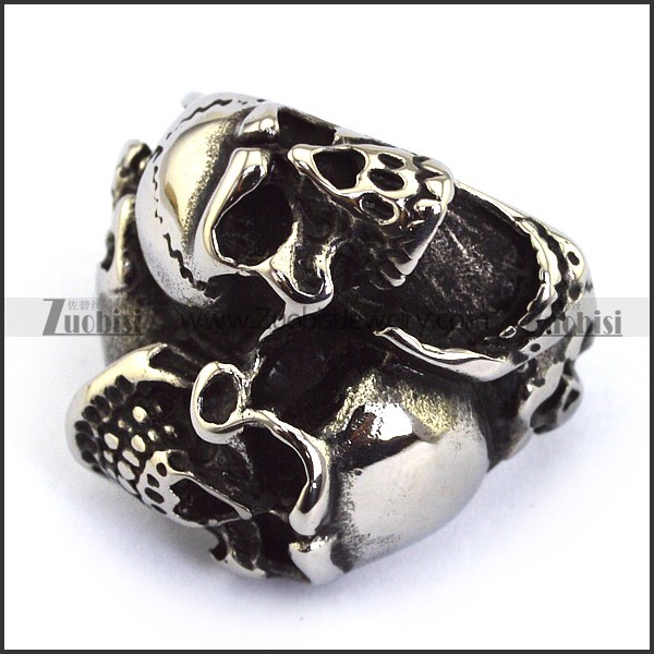 vintage two-headed skull ring r001586