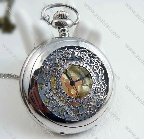 Silver Ornamental Engraving Pocket Watch Chain - PW000092