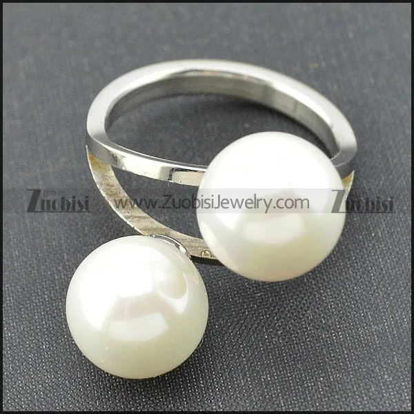 Pearl Ring Designs in Silver Stainless Steel for Women r004029