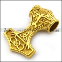 Shiny Gold Stainless Hammer Viking Pendant p004225