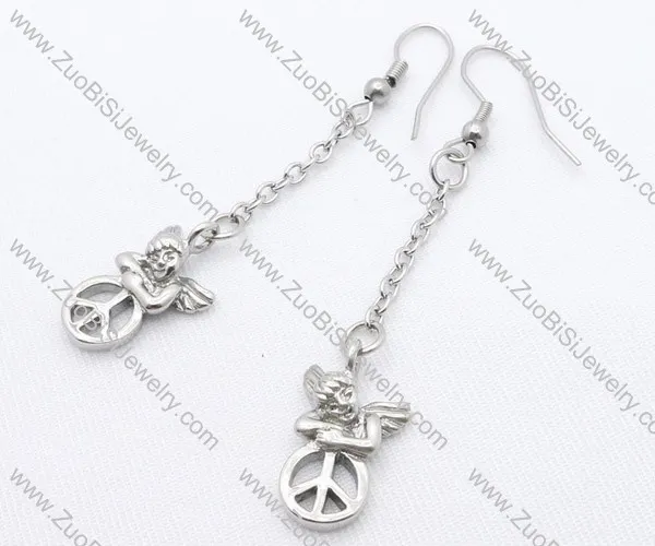 Peace Sign and Angel Stainless Steel earring - JE050152