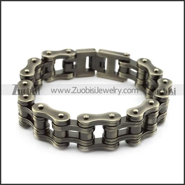 Gun Metal Stainless Steel Bike Chain Bracelet in 16mm Wide b005861