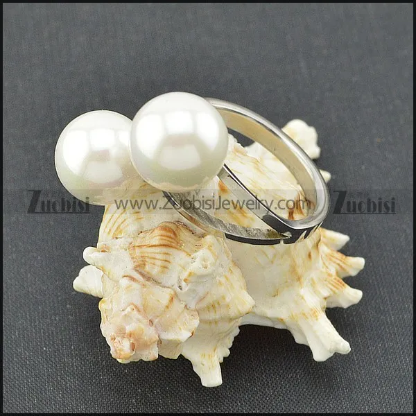 Pearl Ring Designs in Silver Stainless Steel for Women r004029