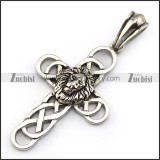 Stainless Steel Cross Pendant with Leo Head p004921