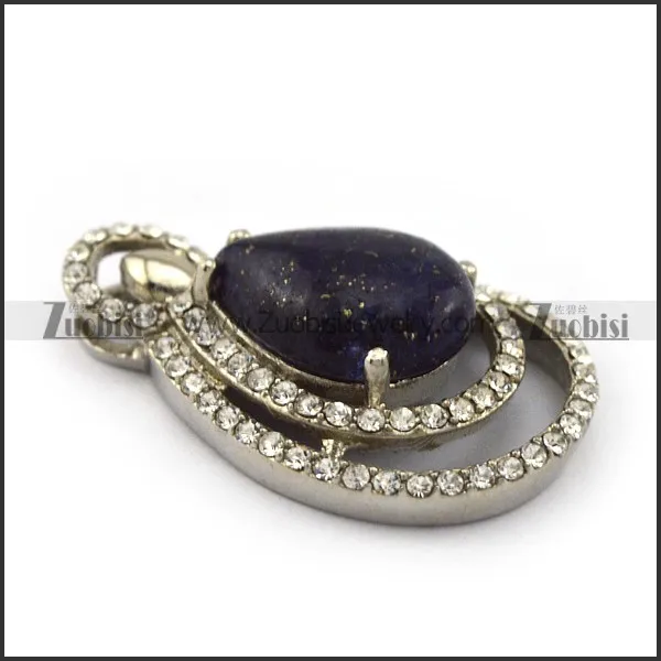 Water Drop Shape Black Stone Pendant p004366