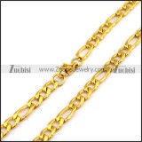 24K Gold Plated Figaro Chain in Steel n001192
