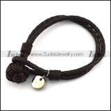 black women leather closure bracelet with 316l round engraved tag b006331
