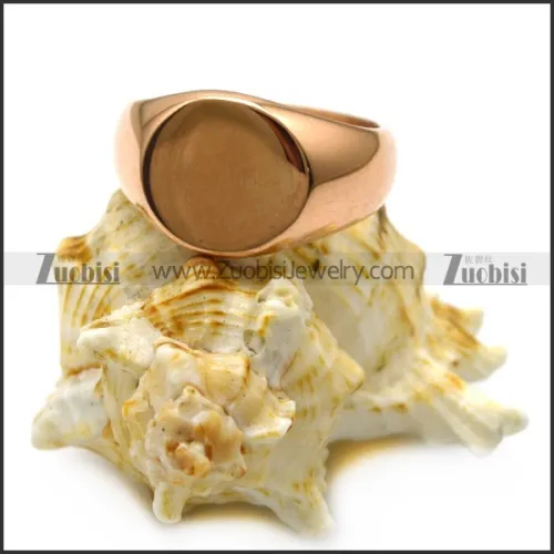 rose gold plating steel blank signet ring r005408
