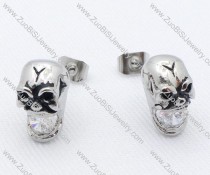 Skull Zircon Stainless Steel earring - JE050036