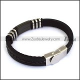 rubber bracelet with stainless steel parts b001700