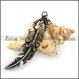 Antique Stainless Steel Claw Feather Charm p004217