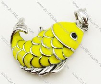 Stainless Steel Yellow Epoxy Fish pendant - JP090319