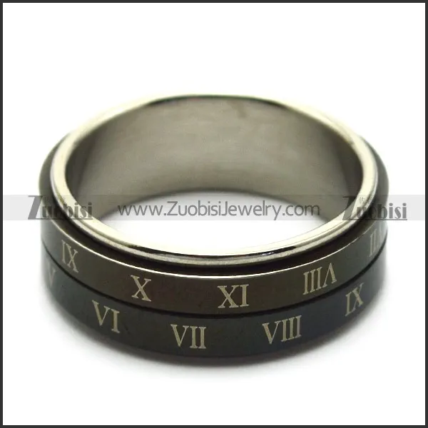 black roman numbers two layers spinner ring r005184