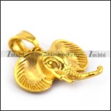 Stainless Steel Elephant Head Pendant in Gold Finishing p003387
