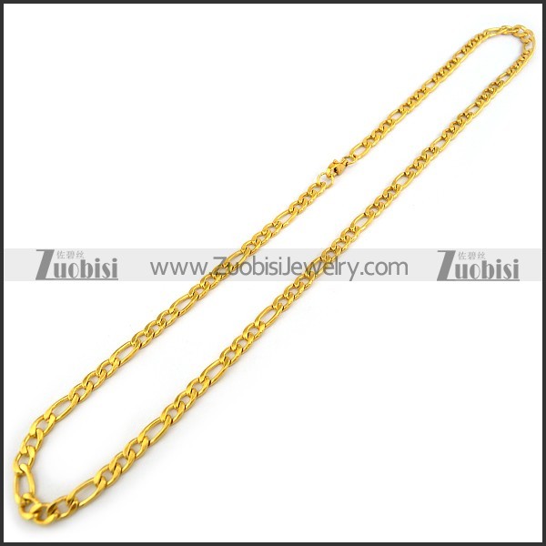 24K Gold Plated Figaro Chain in Steel n001192