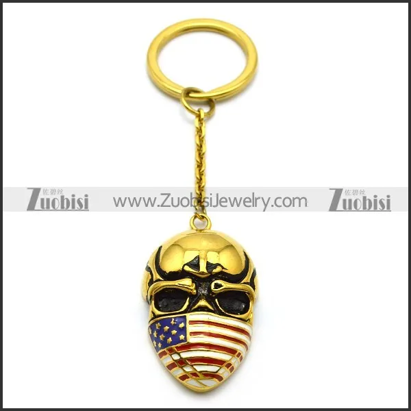 Golden Skull Head Key chain k000003