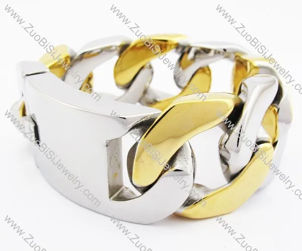 Gold and Silver Heavy Mens' Stainless Steel Bracelet - JB200152