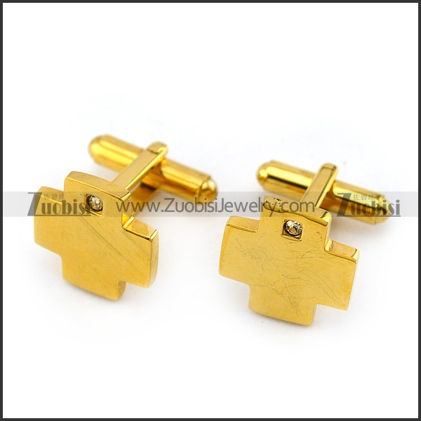 K Gold Plating Stanless Steel Cross Cufflink c000060