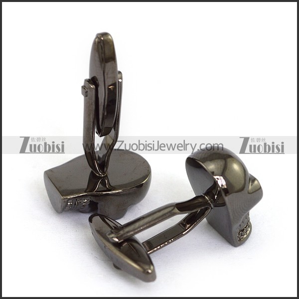 Gun Metal Tone Skull Cooper Cufflinks c000059