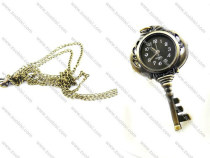 Vintage Key Pocket Watch Chain with Black Watch Face - PW000065-2