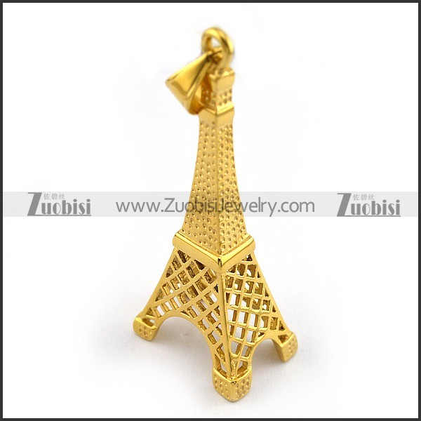24K Plating Stainless Steel Iron Tower Pendant p003389