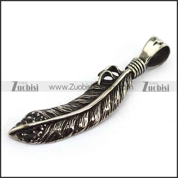Cube Stainless Steel Feather Charm for Ladies Jewelry p003715