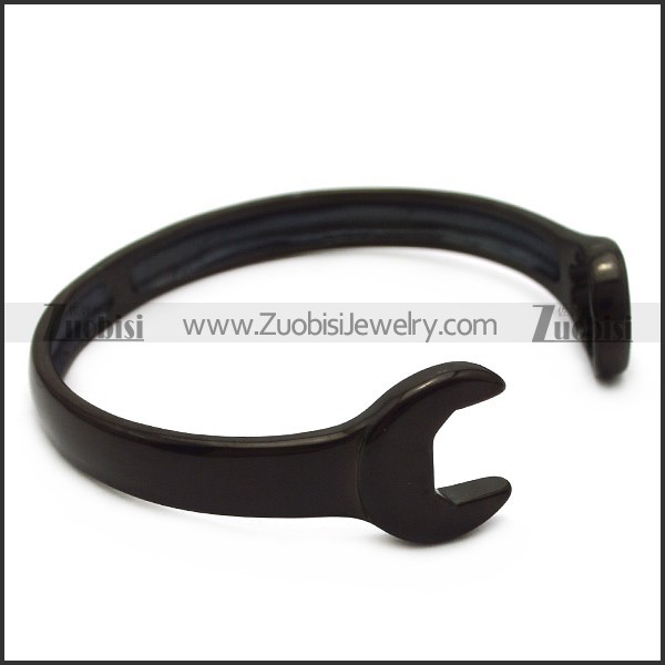 black stainless steel casting spanner bangle b007008