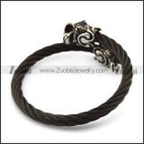 Two Dragon Heads Black Stainless Steel Wire Bangle b005833