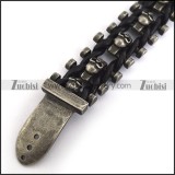 Antique Stainless Steel Leather Bracelet with Adjustable Buckle 3 Length b004325