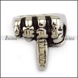 Erecting Middle Finger Skull Ring in 316L Stainless Steel Crafted Casting -JR430003