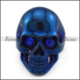 Blue Rhinestones Eyes Skull Ring in Blue Plating r004293