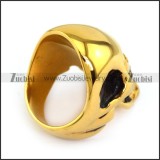 Skull Gold Ring in Stainless Steel with Green Stone Eyes r002010