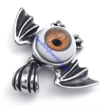 Round Evil Eye Ball Pendant Crafted Casting Bat in Stainless Steel -JP450001