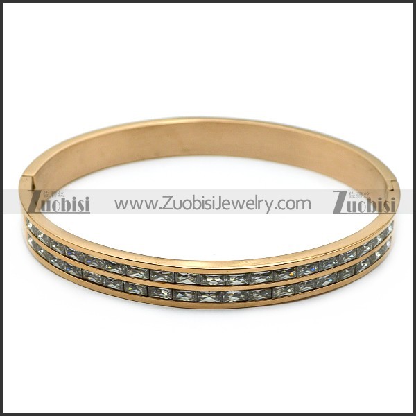 two lines cnc clear zircon stainless steel russian bangle b007143