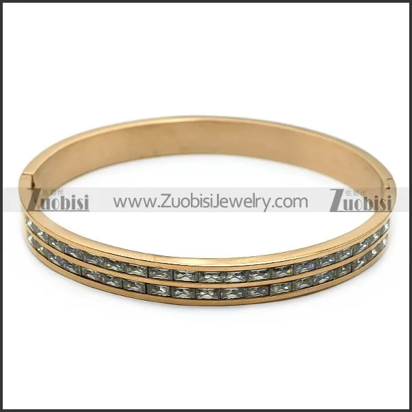 two lines cnc clear zircon stainless steel russian bangle b007143