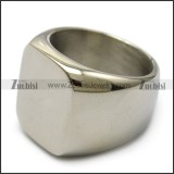 shiny silver stainless steel blank signet ring R005219