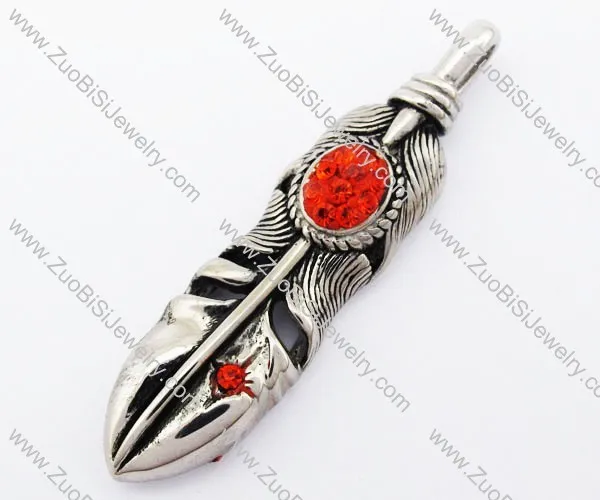 Stainless Steel Cardinal Rhinestone Pendant - JP420031