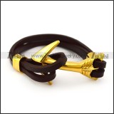 Gold Plating Steel Arrow Buckle Leather Bracelet b006142