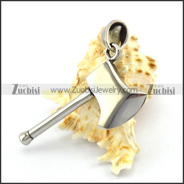 Silver Stainless Steel Axe Pendant p004883