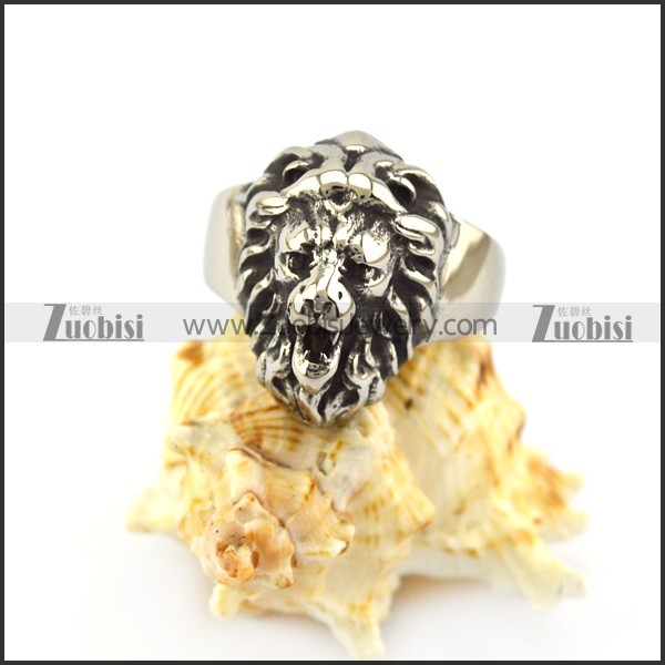 Silver Tone Lion Ring for Unisex r004960