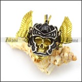 detachable skull head and gold wing pendant p002033