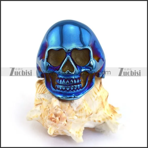 Blue Plated Skull Ring r003685