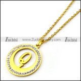 Q Letter Charm Necklace in Gold Plating n001706