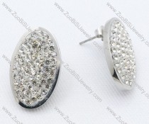 Zircon Oval Plate Stainless Steel earring - JE050033