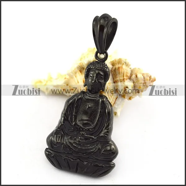 Buddha Pendant in Black Plating Stainless Steel p004928