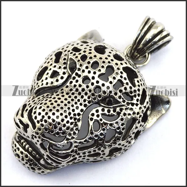 Hollow Stainless Steel Leopard Head Pendant p003428