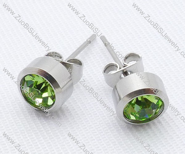 Clear Green Zircon Stainless Steel earring - JE050004