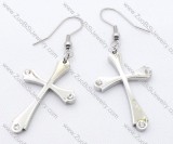 Cross Stainless Steel earring with 3 Rhinestones - JE050106