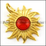 ruby stone sun shaped pendant 316L stainless steel jewelry for women 18k gold p005715
