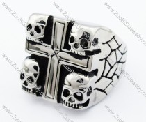 Stainless Steel Cross Ring with 4 skull -JR330026